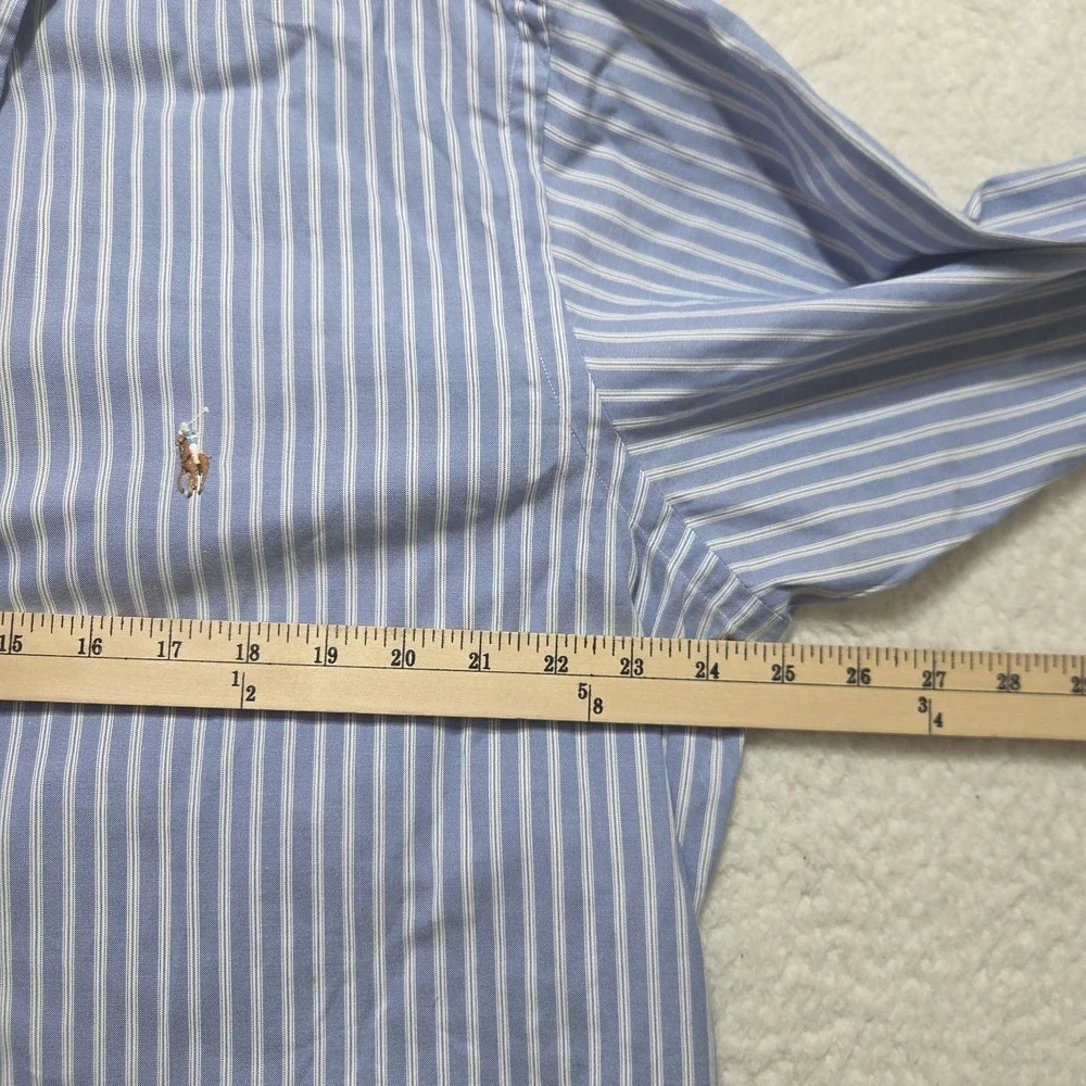Vtg Polo Ralph Lauren‎ Shirt Mens XL 16-35 Blue Striped Yarmouth Button Down